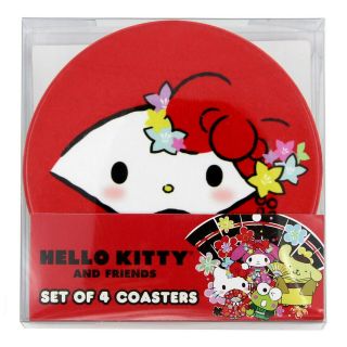 Nib Hello Kitty Cost Plus World Market Tokyo Ceramic Coasters 4 Pack