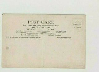 Vintage Postcard White Star Line Promotional S.  S.  Titanic and S.  S.  Olympic Unuse 2