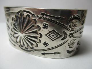 Vtg Navajo Sterling Silver Cuff Bracelet W/whirling Logs,  Southwest Native