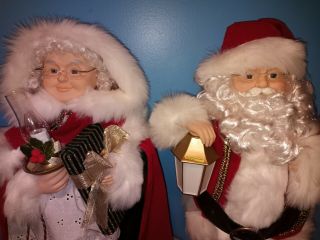 Vintage Animated Mr.  & Mrs.  Santa Claus Christmas Lighted Figures,  24 " Tall