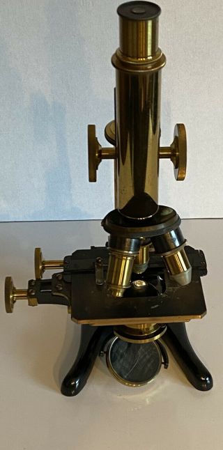 Vintage C1907 Henry Crouch Brass Microscope With Case 10155