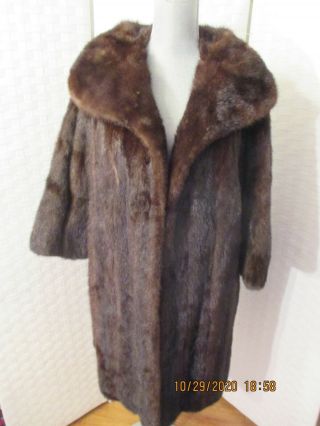 Vintage Brown Mink Fur Full Length Swing Coat L