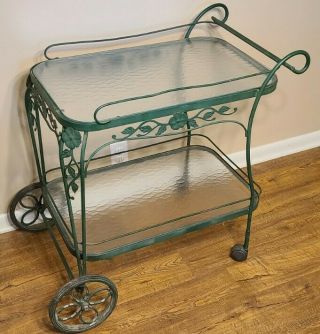 Vintage/antique,  Hand Forge Wrought Iron Garden Patio Serving Tea Bar Cart