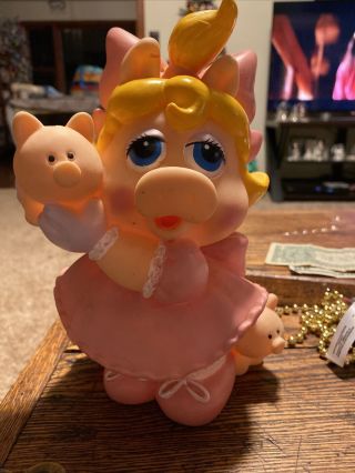 1989 Muppet Babies Miss Piggy Bank Guc 10 "