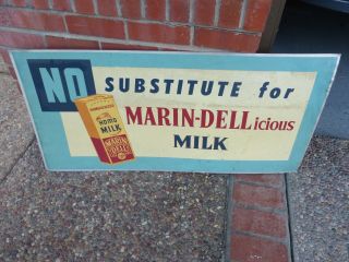 Rare Vintage San Francisco Marin Dell Homo Milk Sign Double Side Sign 44 " Metal