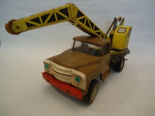 Vintage USSR Russian Plastic & Tin ZIL Truck Crane Toy Leningrad Rare Color 5