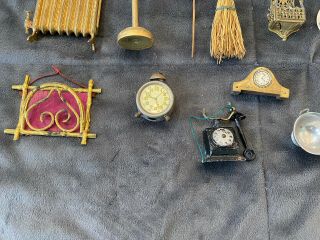 Group of Antique Doll House Furniture,  Telephone,  Clock,  Some German 5