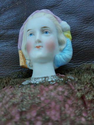 Fabulous Antique German Bisque Parian Fancy Hair Doll Beautifully Dressed 12 "