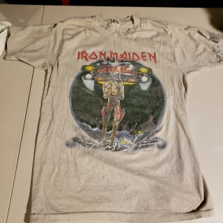 Vintage Iron Maiden Concert Tour T - Shirt - 1987 Two Sided