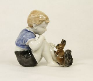Vintage German Rosenthal Hand Painted Porcelain Figurine Boy With Squirrel1663