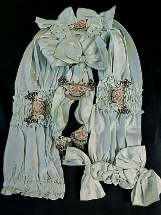 Antique Victorian Silk Ribbon Belt Tassel Applique Dress Hand Sewn Stunning