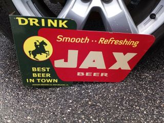 Vintage Jax Beer Double Sided Flange Porcelain Sign