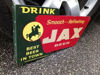 Vintage Jax Beer Double Sided Flange Porcelain Sign 4