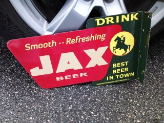 Vintage Jax Beer Double Sided Flange Porcelain Sign 6