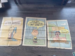 Vintage 1968 Peanuts Gang Charlie Brown Newspaper Hang Up Poster 2,  3 & 4