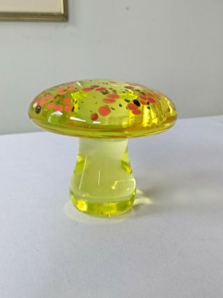 Vintage Murano Glass Signed Uranium Mushroom Af Spotted Italian Mcm Designer