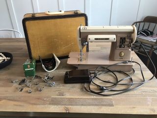 Vintage Singer 301a Short Bed Slant Sewing Machine W/ Pedal Attachments Case 301
