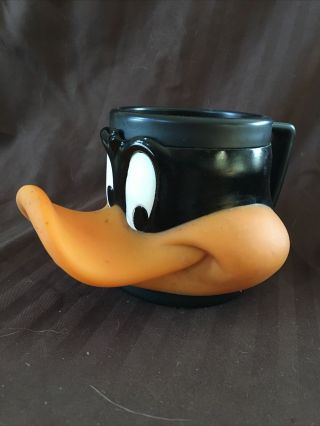 Vintage 1992 Warner Brothers Looney Tunes Daffy Duck 3D Face Vinyl Cup Mug 3