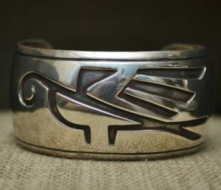 Vintage Native American Hopi Sterling Silver Cuff Bracelet