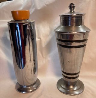 Vintage 1930s,  Art Deco,  Chase Gaiety Chrome Cocktail Shaker