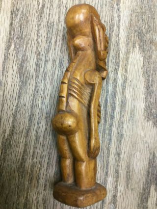 VINTAGE EASTER ISLAND Moai Kavakava carved wood figure PRISTINE 2