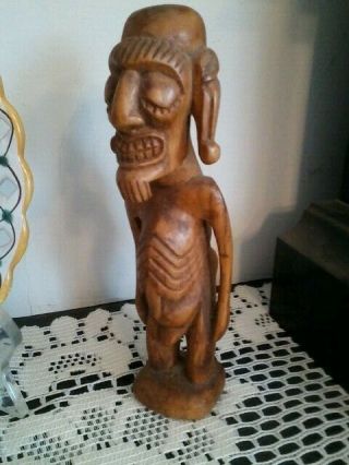 VINTAGE EASTER ISLAND Moai Kavakava carved wood figure PRISTINE 4