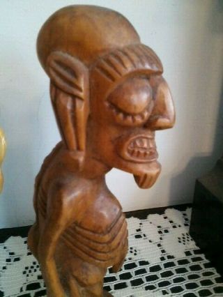 VINTAGE EASTER ISLAND Moai Kavakava carved wood figure PRISTINE 5