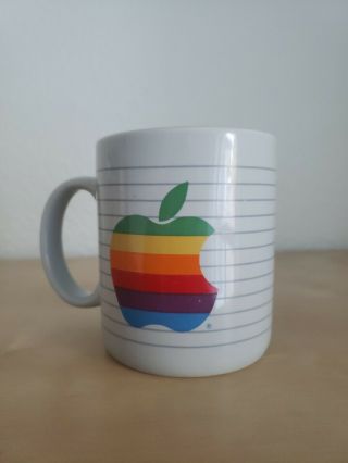 Vintage Rare 80s Apple Computer Rainbow Logo Coffee Mug Macintosh