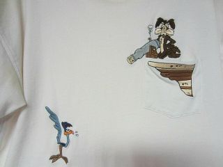Vintage 1998 Warner Bros Road Runner & Wile E Coyote Size L T - Shirt