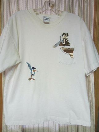 Vintage 1998 Warner Bros ROAD RUNNER & WILE E COYOTE Size L T - Shirt 2