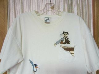 Vintage 1998 Warner Bros ROAD RUNNER & WILE E COYOTE Size L T - Shirt 3
