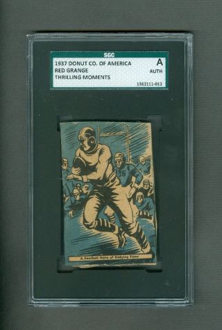 1937 Donut Company Of America Red Grange Sgc A Vintage Football Chicago Bears