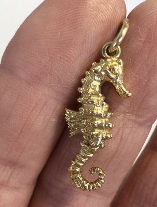 Vintage 9ct Yellow Gold Seahorse Charm Or Pendant Item B0515