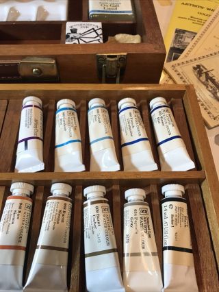 Vintage Winsor & Newton Color Water Colours Paint Box Set Series 7 Brushes 2