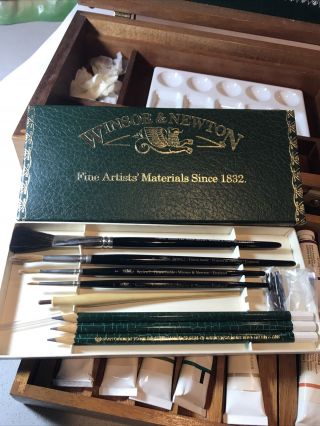 Vintage Winsor & Newton Color Water Colours Paint Box Set Series 7 Brushes 4