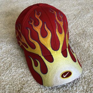 Vintage Nike Flame Fire Mini Swoosh Travis Scott Embroidered Strap Hat