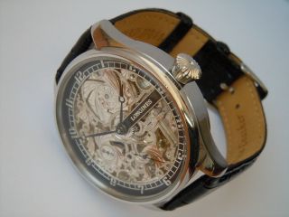 Men ' s Skeleton Wrist Watch Vintage 1910 Mechanical Longines Swiss Movement 3