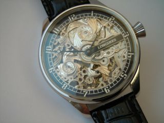 Men ' s Skeleton Wrist Watch Vintage 1910 Mechanical Longines Swiss Movement 4