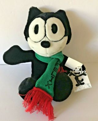 Rare Felix The Cat - Green Scarf Plush Commonwealth Toys And Novelty - Tags