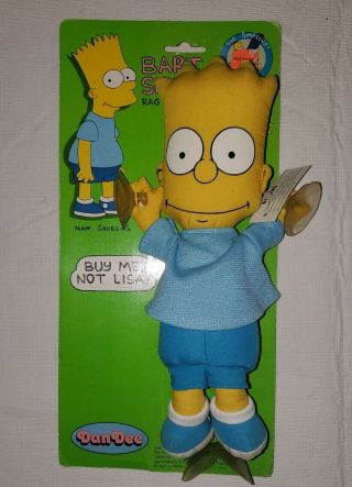 Vintage 1990 Bart Simpson The Simpsons 11 " Car Window Suction Cup Plush Stick - On