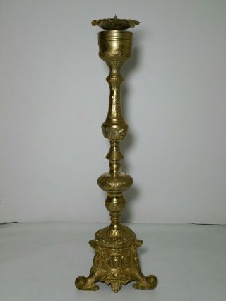 Vintage 24.  5 " Large Solid Brass Candlestick Holder - Baroque Style