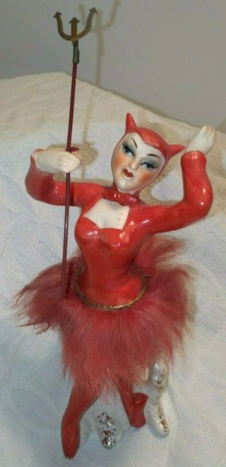 Vintage Napco 1950s Red She Devil Ballerina Figurine Made In Japan