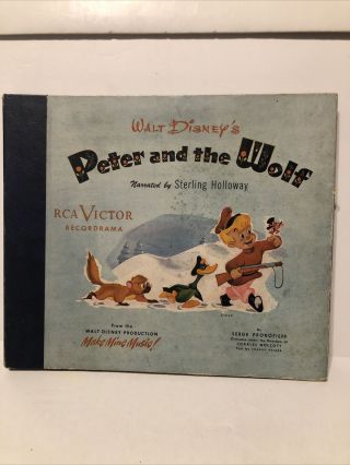 1949 Walt Disney’s Peter And The Wolf 78 2vinyl Album And Story Book Rca Victor