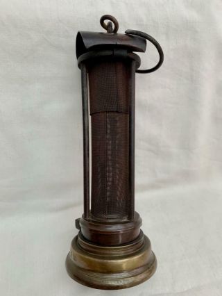 Vintage Brass & Steel Gauze Miners Lamp Hardy Patent Pick Co Ltd Of Sheffield.