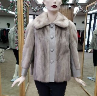 Vintage Azurene Mink Fur And Leather Jacket - Size 8