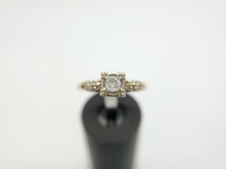 Estate Vintage 14k Yellow Gold Natural Round Diamond Engagement Ring