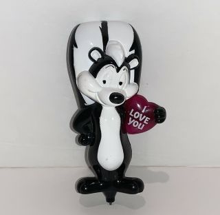 2001 Warner Bros Looney Tunes Pepe Le Pew Skunk " I Love You " Heart Sign 4 1/4 "
