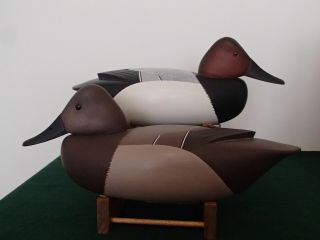 Delaware River Style Canvasback Decoy Pair By Ed Clark From Villas,  Jersey