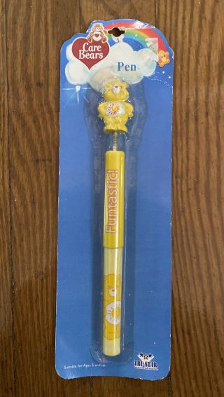 2004 Care Bears Wobble Pen Sun Bear Funtastic Vtg Collectible Spring Tri - Star