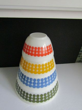 Vintage Pyrex Dots Complete 4 Piece Mixing Bowl Set So